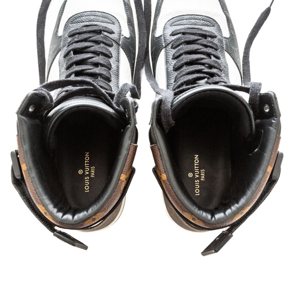 Louis Vuitton Rivoli Tricolor Leather Monogram High-Top Sneakers Men's 9 - Picture 7 of 10